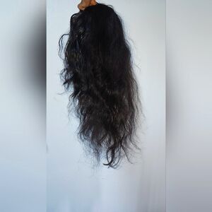 V/U part human hair wig (wavy)  22 inches with long changeable bangs: Very soft!